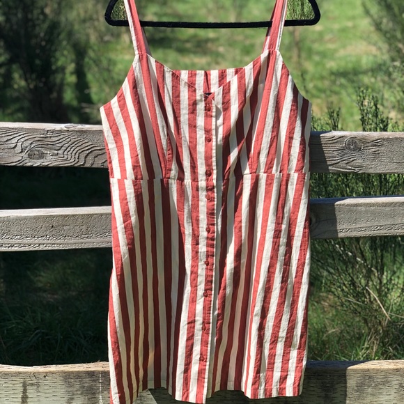 VERO MODA | XL | Masala Delta Button Red Striped Dress 100% Organic Cotton NWT - Picture 4 of 14